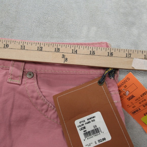 True Religion Denim Mini Skirt Women 28 Fade Red Pink Lizzie Unlined USA 152 NEW - Picture 8 of 12